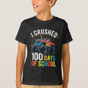 Camiseta 100 Dias De Caminhão-Monstro Escolar 100.º Dia De