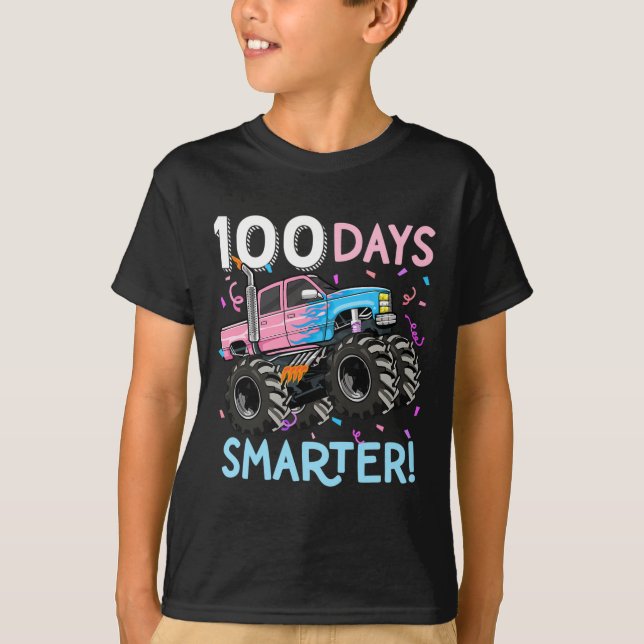 Camiseta 100 Dias De Caminhão Monstro Mais Inteligente 100º (Frente)