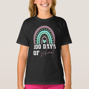 Camiseta 100 dias de celebração escolar Cute Rainbow