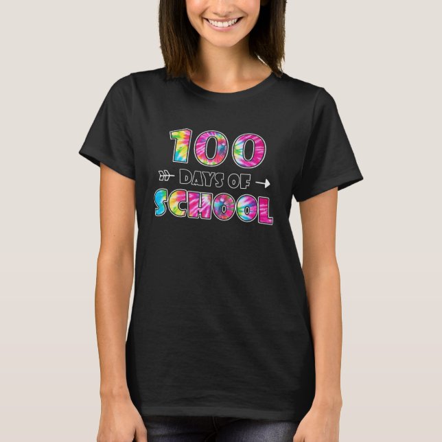 Camiseta 100 Dias De Corante Escolar, Feliz 100º Dia De Sch (Frente)