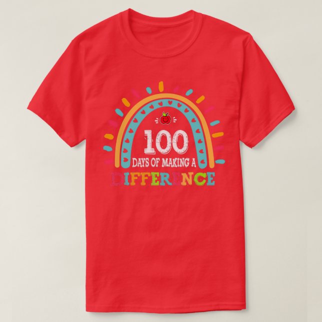 Camiseta 100 Dias De Diferença De Fazer 100º Dia Da Escola (Frente do Design)