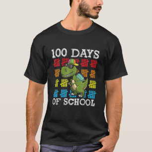 Camiseta 100 Dias De Dinossauro Escolar T Rex, Crianças Me