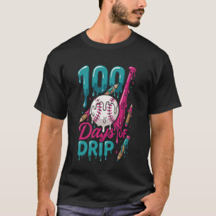 Camiseta 100 Dias de Drip Baseball Crianças Meninos 100º Di