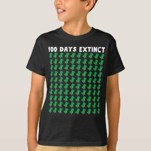 Camiseta 100 dias de engraçado dinossauro extinto na escola