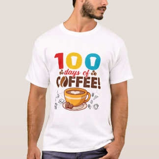 Camiseta 100 Dias De Ensino De Café Repetem 100 Dias De Ens