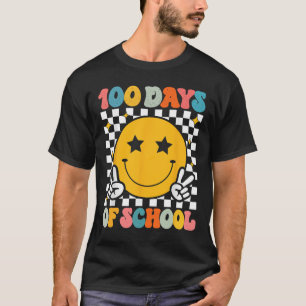 Camiseta 100 Dias De Ensino De Groovy Smile Face