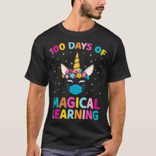 Camiseta 100 dias de ensino mágico - Unicórnio em máscara