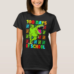 Camiseta 100 Dias De Escola 100º Dia Dino T Rex Professor B