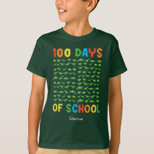Camiseta 100 dias de escola 100 dinossauros verdes