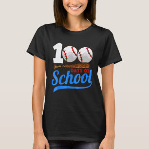 Camiseta 100 Dias De Escola Amante De Beisebol 100º Dia Bei