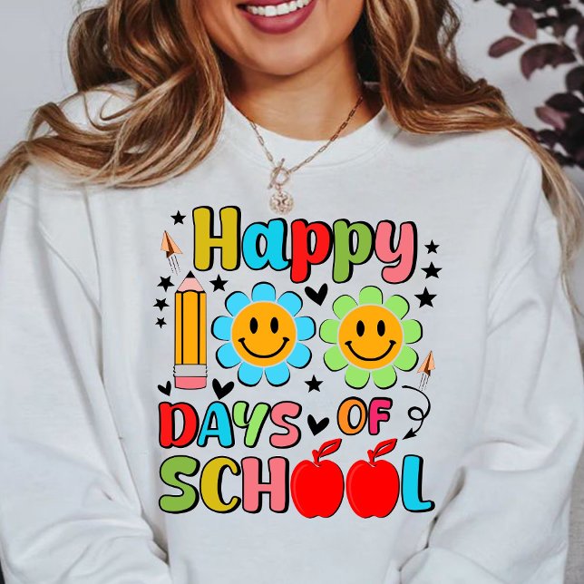Camiseta 100 dias de escola. apreciação de professores.prof (happy 100 days of school sweashirts, teacher gift, teacher appreciation sweatshirts)