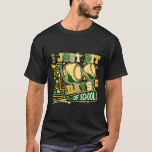 Camiseta 100 Dias De Escola Beisebol Eu Acabei De Atingir 1