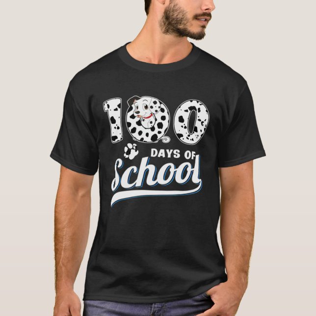 Camiseta 100 Dias De Escola Cachorro Dálmata Meninos Menina (Frente)