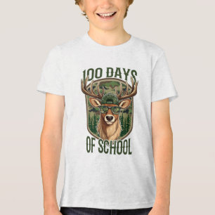 Camiseta 100 Dias de Escola Camuflagem de Veado Professor E
