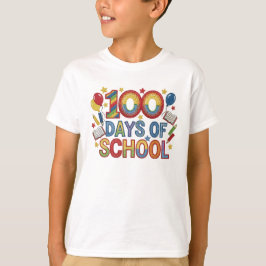 Camiseta 100 Dias de Escola Coloridos