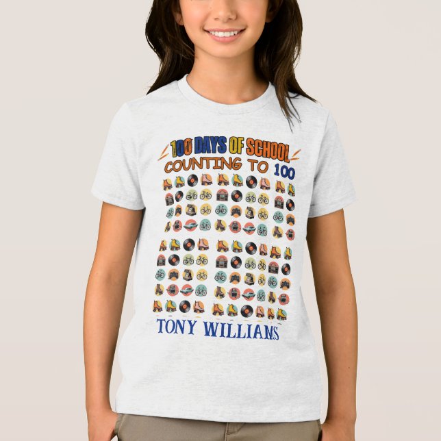Camiseta 100 dias de escola" Contando com 100 Design - Retr (Frente)