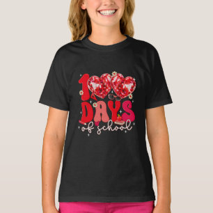 Camiseta 100 Dias de Escola Coração Estilo Disco Professor 