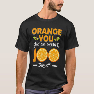 Camiseta 100 Dias de Escola Crianças Professores Laranja Vo