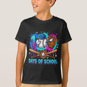 Camiseta 100 Dias de Escola Dabbing Beisebol Gotejamento 10