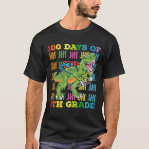 Camiseta 100 Dias De Escola De Dinossauro 5 Grau T Rex