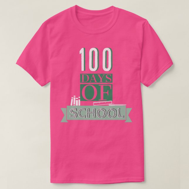 Camiseta 100 dias de escola de professor engraçado e estuda (Frente do Design)