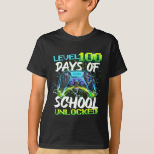 Camiseta 100 Dias De Escola Desbloqueado Gamer Menino Menin