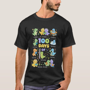 Camiseta 100 Dias de Escola Dinossauro Dino T Rex Chá Mais