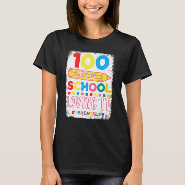 Camiseta 100 dias de escola e crianças em vida de professor (Frente)