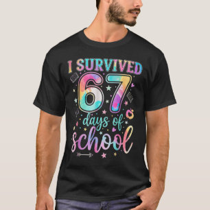 Camiseta 100 Dias De Escola Eu Sobrevivi 67 Dias De Escola