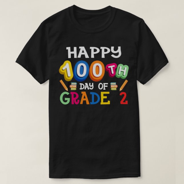 Camiseta 100 dias de escola Feliz 100º Dia do Grau (Frente do Design)