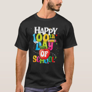 Camiseta 100 dias de escola infantil feliz 100.º dia de esc