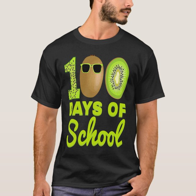 Camiseta 100 Dias de Escola Kiwi Comida Divertida Amante de (Frente)