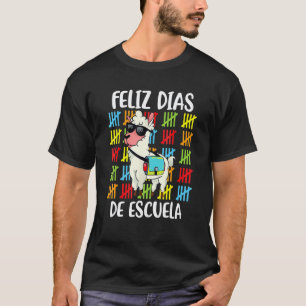 Camiseta 100 Dias De Escola Llama Espanhol Feliz 100 Dias D