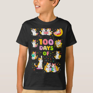 Camiseta 100 dias de escola mais inteligente gatos fofos ga