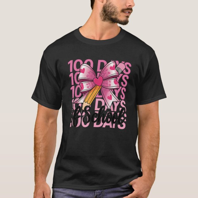 Camiseta 100 dias de escola meninas Coquette Arco 100º Dia  (Frente)