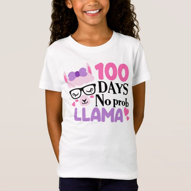 Camiseta 100 dias de escola - No Prob Lama (Frente)