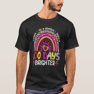 Camiseta 100 Dias De Escola Para Arco-Íris De Professor Mai