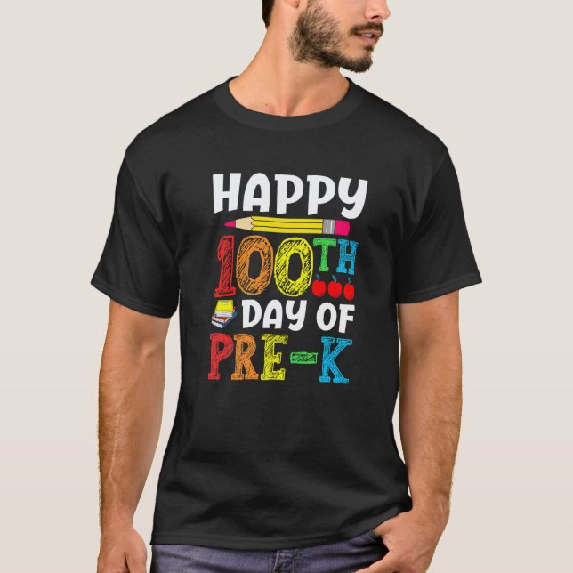 Camiseta 100 Dias De Escola para Crianças e Professores de  (Frente)