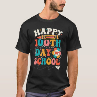 Camiseta 100 Dias De Escola Para Crianças Professor Feliz 1