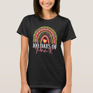 Camiseta 100 Dias De Escola Para Professor Pré K Arco-íris
