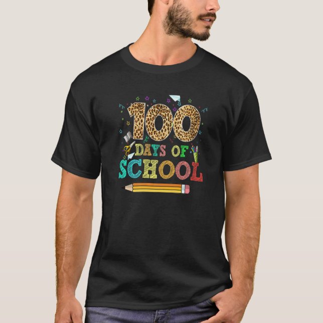 Camiseta 100 Dias de Escola para Professores Crianças Estud (Frente)