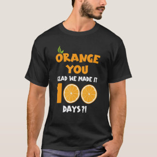 Camiseta 100 Dias de Escola para Professores Crianças Laran
