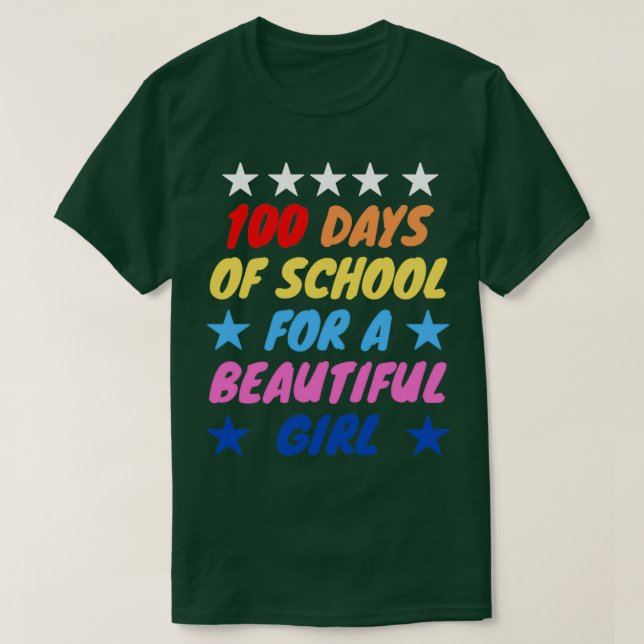 Camiseta 100 dias de escola para uma linda garota (Frente do Design)
