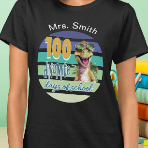 Camiseta 100 Dias de Escola Professor Dinossauro