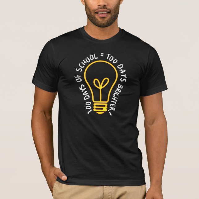 Camiseta 100 Dias De Escola Professores Crianças Ideia Lâmp (Frente)