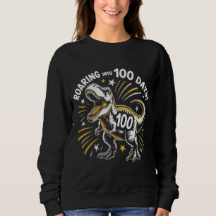 Camiseta 100 Dias de Escola Retro Atletismo T-Rex Rugindo D