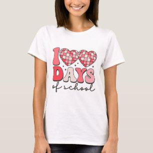 Camiseta 100 Dias De Escola Retro Disco Corações 100º Dia D