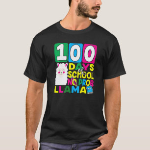 Camiseta 100 Dias De Escola Sem Prob lema Llama Professor E