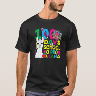 Camiseta 100 Dias De Escola Sem Prob lema Llama Professor E