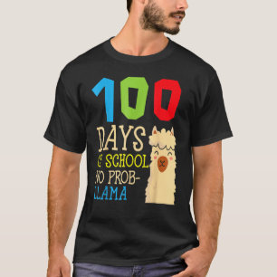 Camiseta 100 Dias De Escola Sem Prob Llama,Cute Alpaca Stud